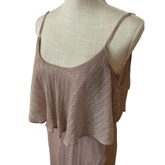 Show Me Your MuMu Caitlyn Ruffle Maxi Dress Magic Mauve Glitter Woman Size XS - Picture 2 of 8